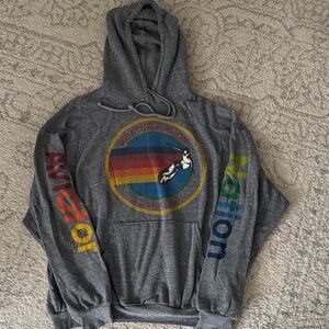 Aviator Nation Gray Hoodie with Rainbow Logo